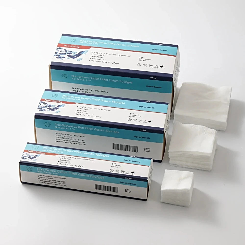 4-Ply and 8-Ply Non-Woven Cotton Gauze - Bright Supply / Dental Mates