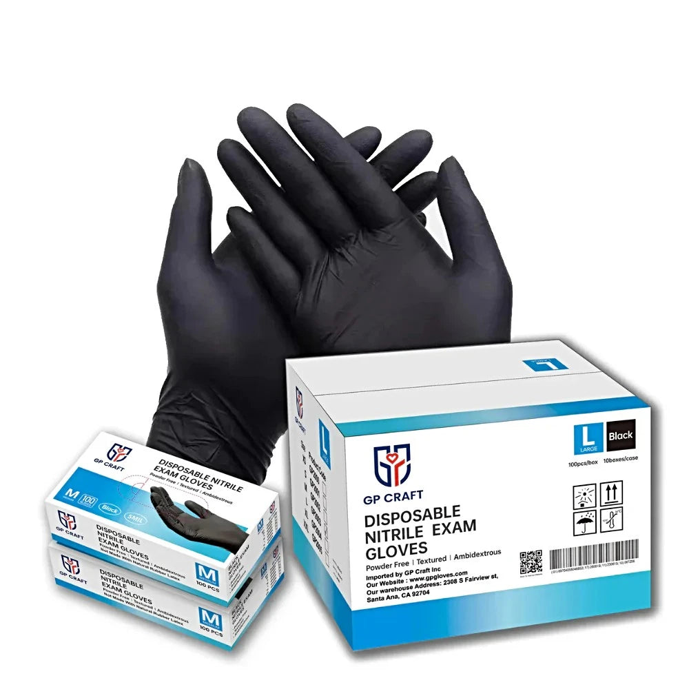 3.5mil Black, 5mil Black and 4mil Pink Disposable Nitrile Gloves - Dental Mates