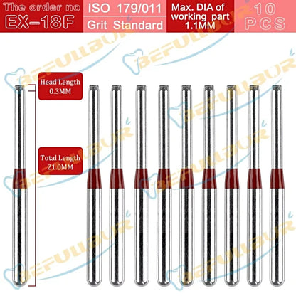 EX-F ( Special Extra Shape ) Type 10PCS Dental Diamond Burs