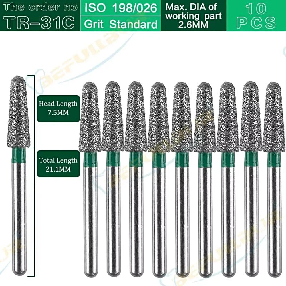 TR-C TC ( Taper Round End ) Type 10PCS Dental Diamond Burs