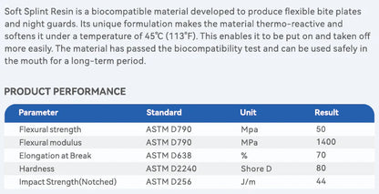 Flexible Soft Splint Resin for DLP and LCD Printers