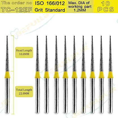 TC-EF ( Taper Conical End ) Type 10PCS Dental Diamond Burs