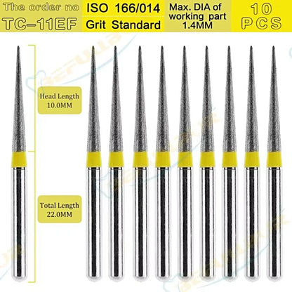TC-EF ( Taper Conical End ) Type 10PCS Dental Diamond Burs