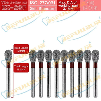 EX-F ( Special Extra Shape ) Type 10PCS Dental Diamond Burs