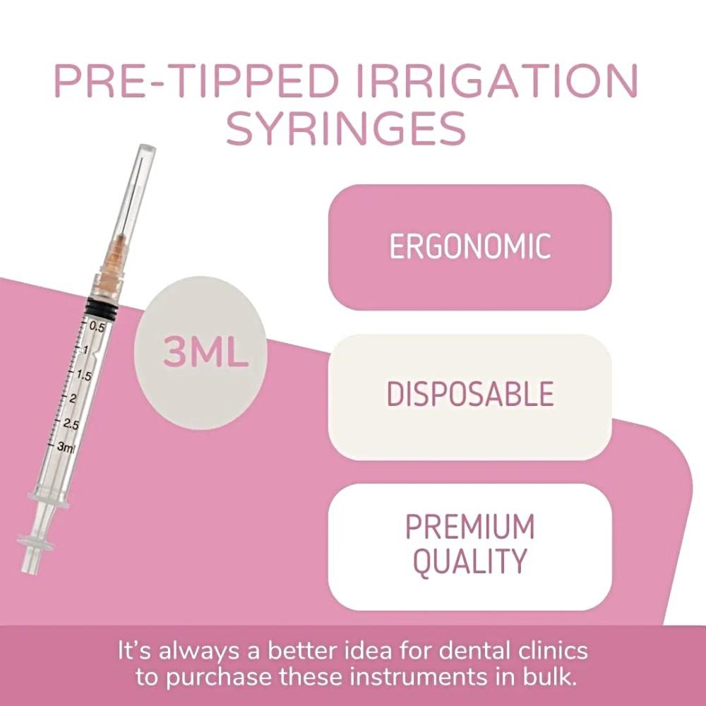 3cc Dental Irrigation Syringes Pre-Tipped Luer Lock