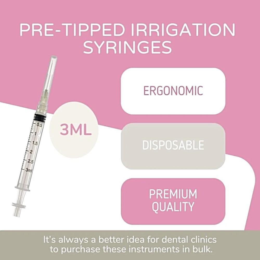 3cc Dental Irrigation Syringes Pre-Tipped Luer Lock
