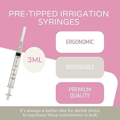 3cc Dental Irrigation Syringes Pre-Tipped Luer Lock
