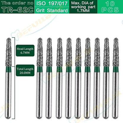 TR-C TC ( Taper Round End ) Type 10PCS Dental Diamond Burs