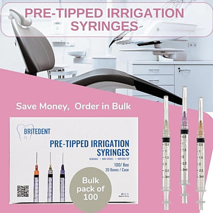 3cc Dental Irrigation Syringes Pre-Tipped Luer Lock