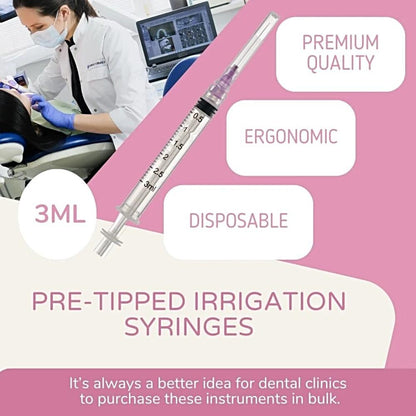 3cc Dental Irrigation Syringes Pre-Tipped Luer Lock