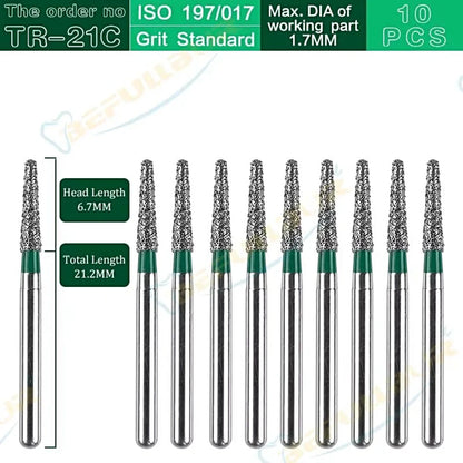 TR-C TC ( Taper Round End ) Type 10PCS Dental Diamond Burs