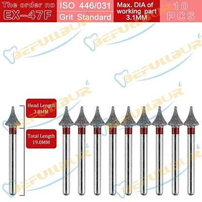 EX-F ( Special Extra Shape ) Type 10PCS Dental Diamond Burs