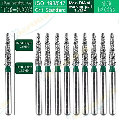 TR-C TC ( Taper Round End ) Type 10PCS Dental Diamond Burs