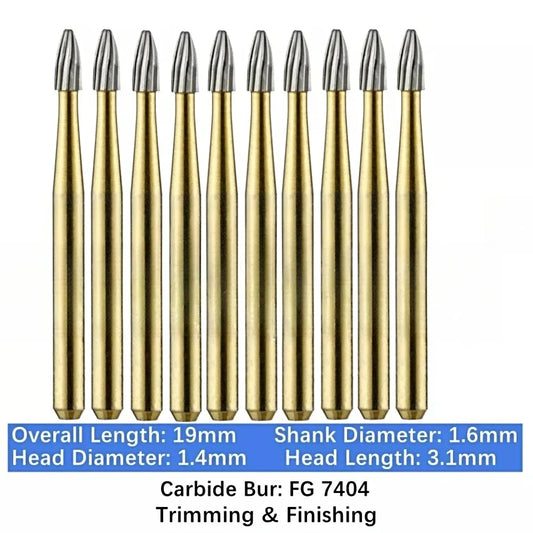 FG 7404 Egg Shaped / 12 Blade / Trimming and Finishing Carbide Burs