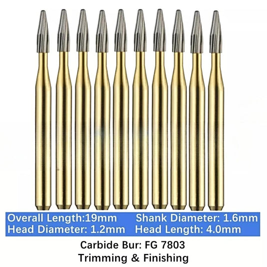 FG 7803 Bullet Shaped / 12 Blade / Trimming and Finishing Carbide Burs