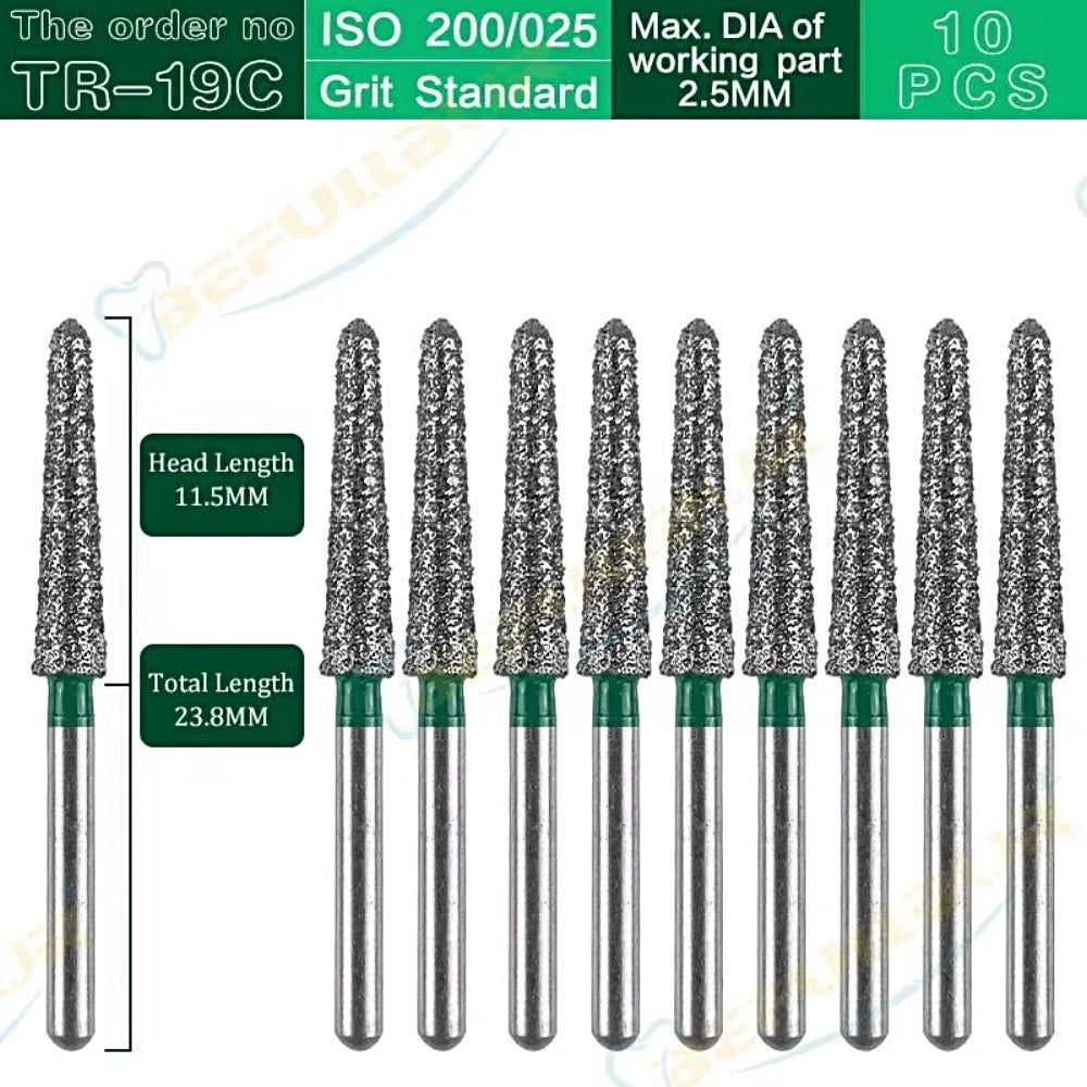 TR-C TC ( Taper Round End ) Type 10PCS Dental Diamond Burs