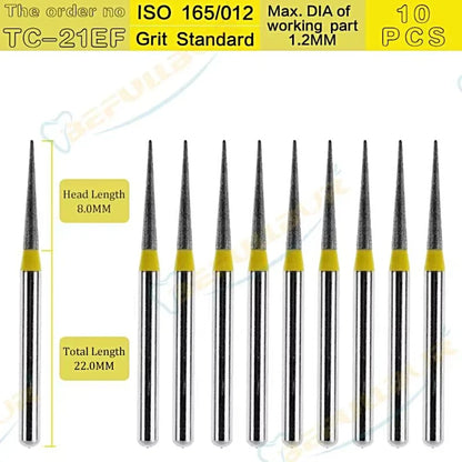 TC-EF ( Taper Conical End ) Type 10PCS Dental Diamond Burs