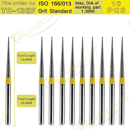 TC-EF ( Taper Conical End ) Type 10PCS Dental Diamond Burs