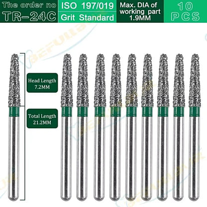 TR-C TC ( Taper Round End ) Type 10PCS Dental Diamond Burs