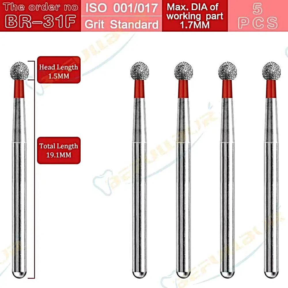 BR C & F ( Ball Round ) Type 5PCS Dental Diamond Burs