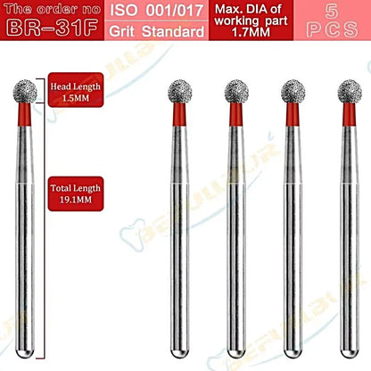 BR C & F ( Ball Round ) Type 5PCS Dental Diamond Burs