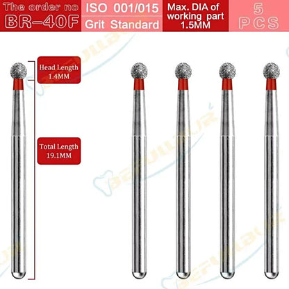 BR C & F ( Ball Round ) Type 5PCS Dental Diamond Burs