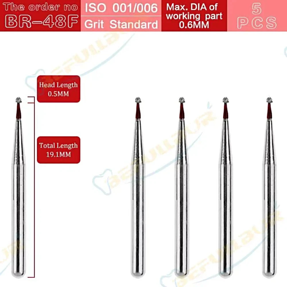 BR C & F ( Ball Round ) Type 5PCS Dental Diamond Burs