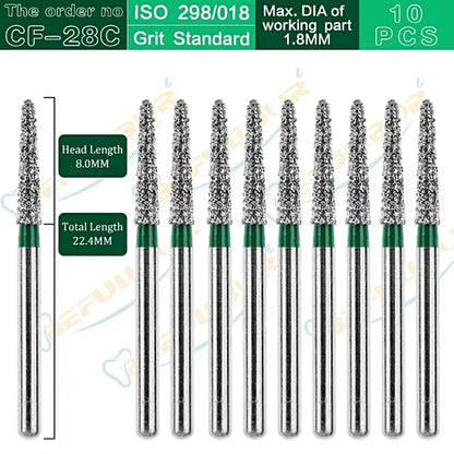 CF-B/C/EF ( Taper Flat End ) Type 10PCS Dental Diamond Burs