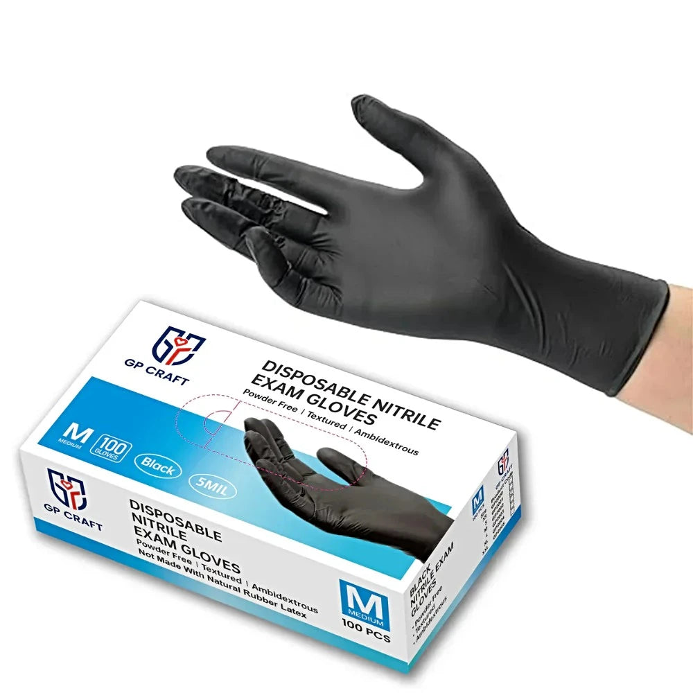 3.5mil Black, 5mil Black and 4mil Pink Disposable Nitrile Gloves - Dental Mates