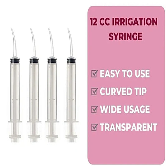 12cc Curved Tip Irrigation Syringes - Bright Supply / Dental Mates