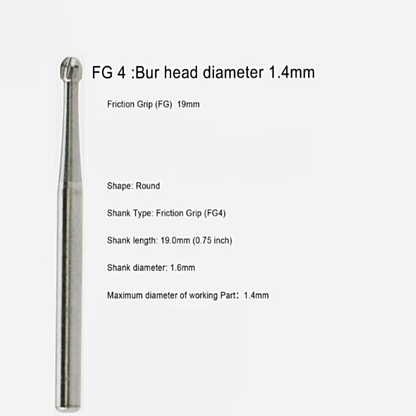 FG 4S Round Carbide Burs (Short Shank)