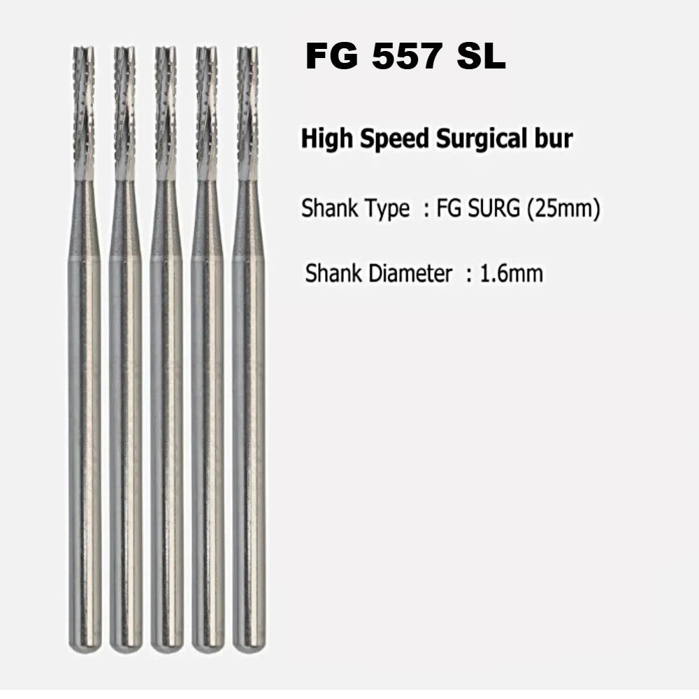 FG 557 SL Straight Crosscut Fissure Carbide Bur ( Surgical Length )