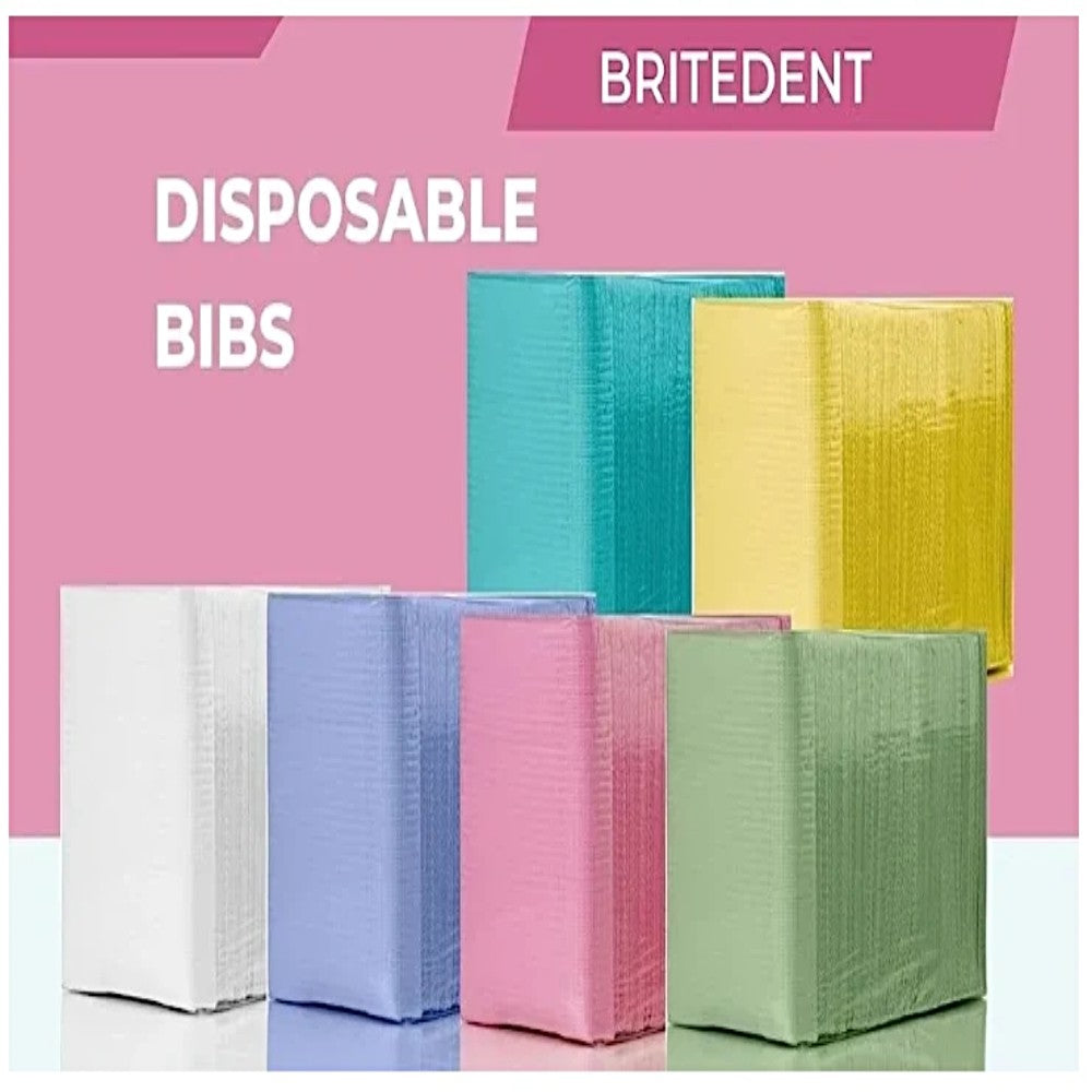 3-Ply 13" x 18" Disposable Waterproof Patient Bibs - Bright Supply / Dental Mates