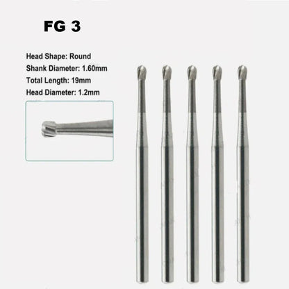 FG 3 Round Carbide Bur (Short Shank)