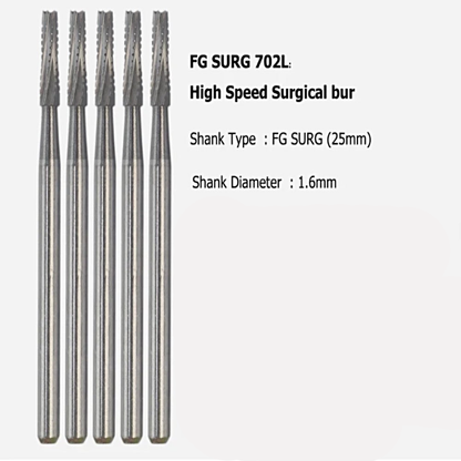 FG 702L Long Cross Cut Tapered Fissure Carbide Burs