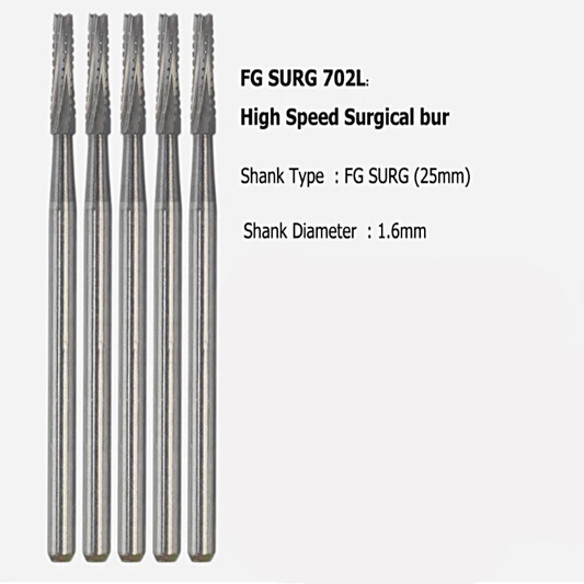 FG 702L Long Cross Cut Tapered Fissure Carbide Burs