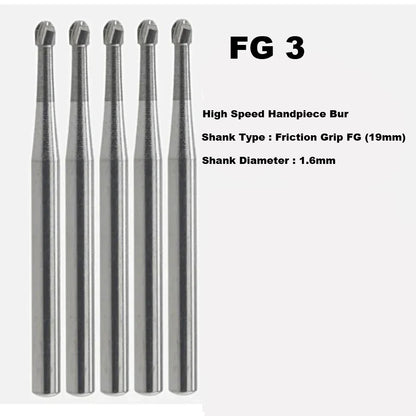 FG 3 Round Carbide Bur (Short Shank)
