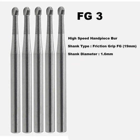 FG 3 Round Carbide Bur (Short Shank)