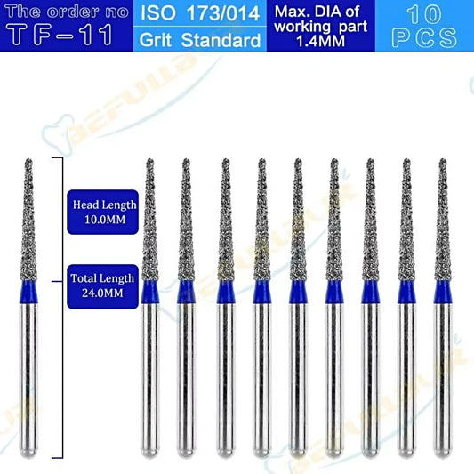 TF ( Taper Flat End ) Type 10PCS Dental Diamond Burs