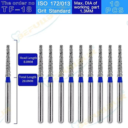 TF ( Taper Flat End ) Type 10PCS Dental Diamond Burs