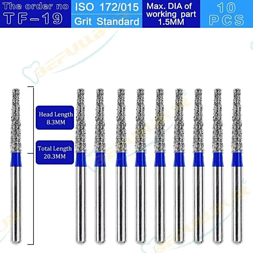 TF ( Taper Flat End ) Type 10PCS Dental Diamond Burs