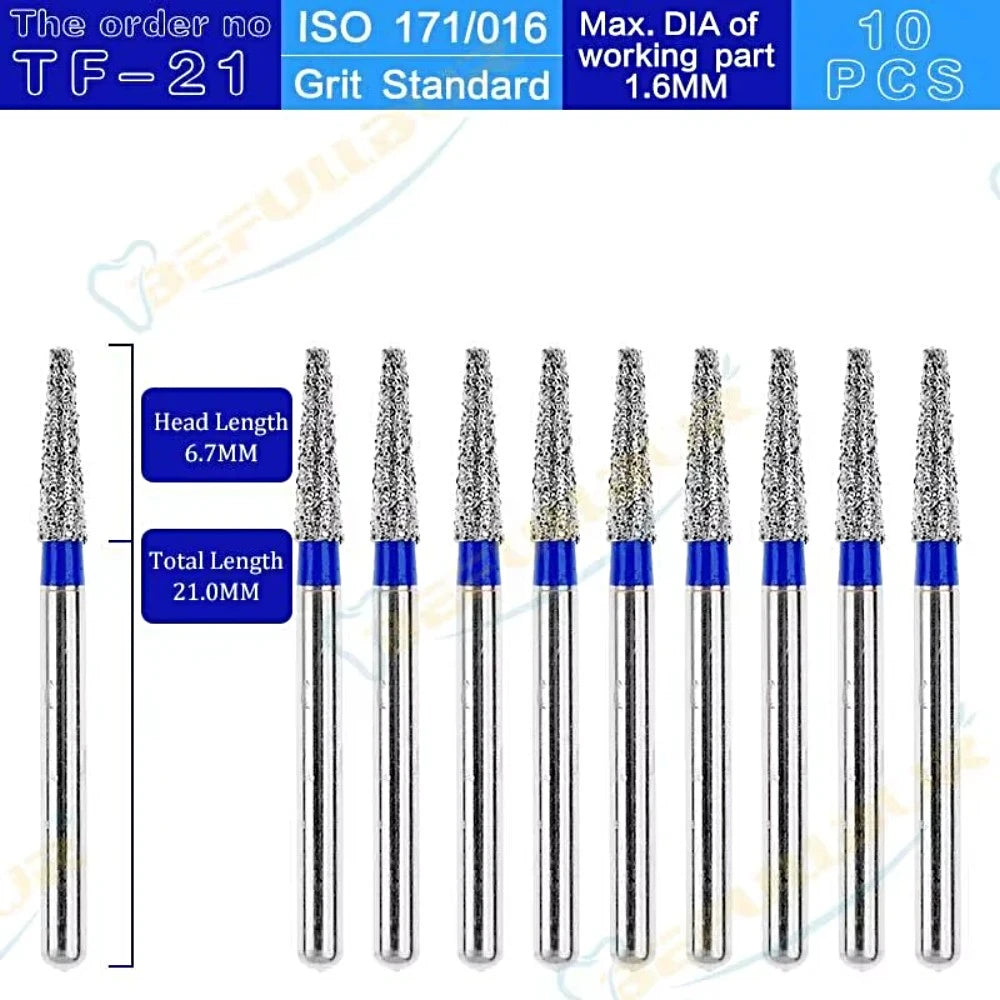 TF ( Taper Flat End ) Type 10PCS Dental Diamond Burs