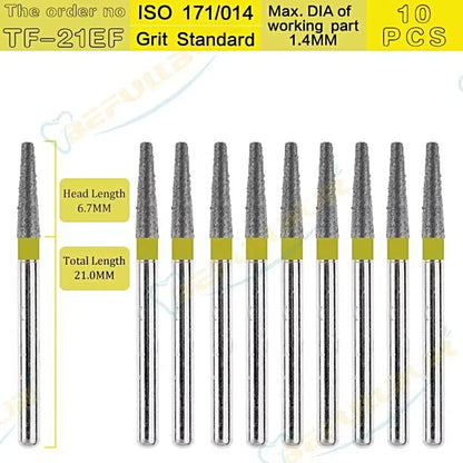 TF-C & EF ( Taper Flat End ) Type 10PCS Dental Diamond Burs