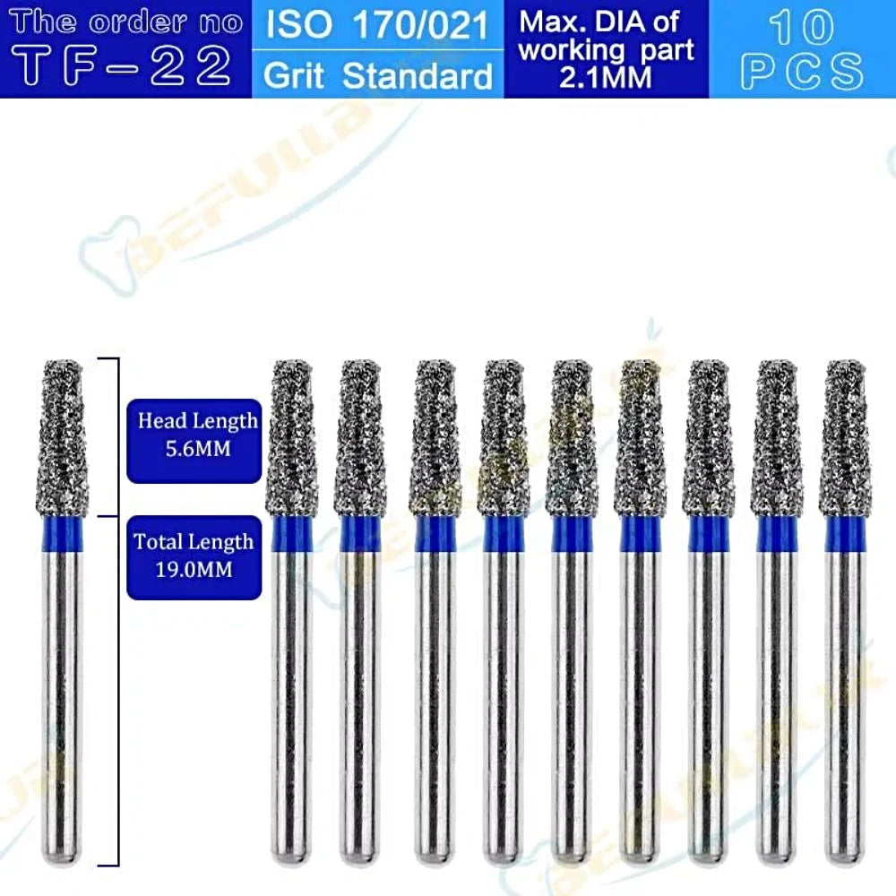 TF ( Taper Flat End ) Type 10PCS Dental Diamond Burs
