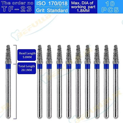 TF ( Taper Flat End ) Type 10PCS Dental Diamond Burs