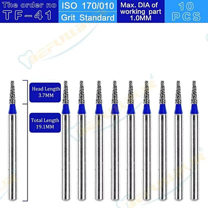 TF ( Taper Flat End ) Type 10PCS Dental Diamond Burs