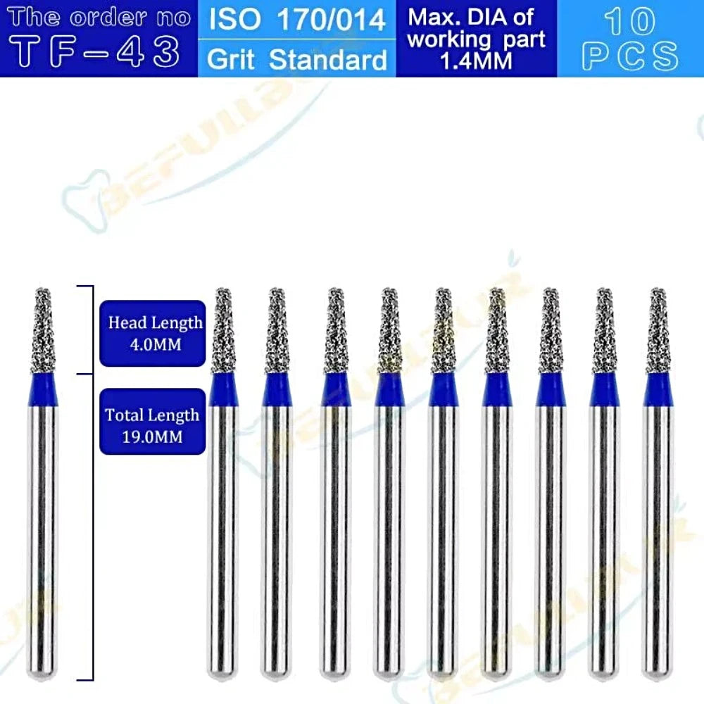 TF ( Taper Flat End ) Type 10PCS Dental Diamond Burs