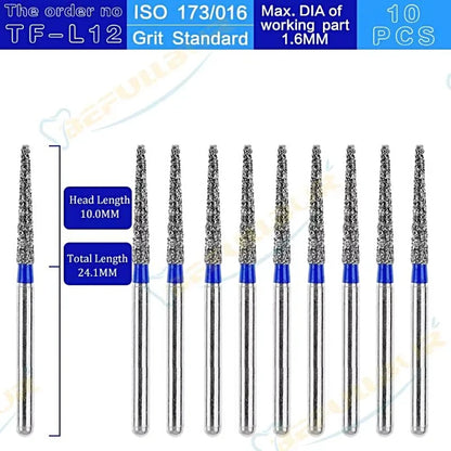 TF ( Taper Flat End ) Type 10PCS Dental Diamond Burs