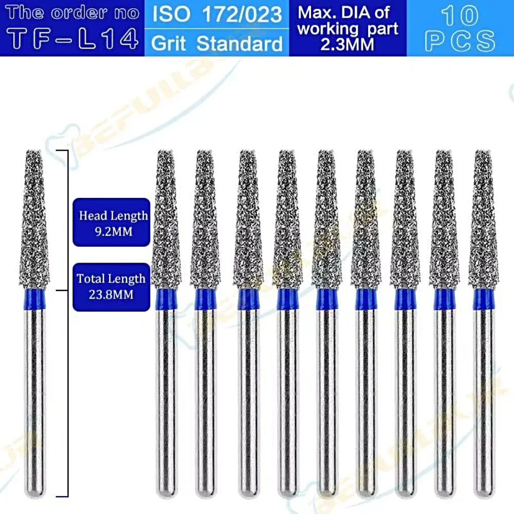 TF ( Taper Flat End ) Type 10PCS Dental Diamond Burs
