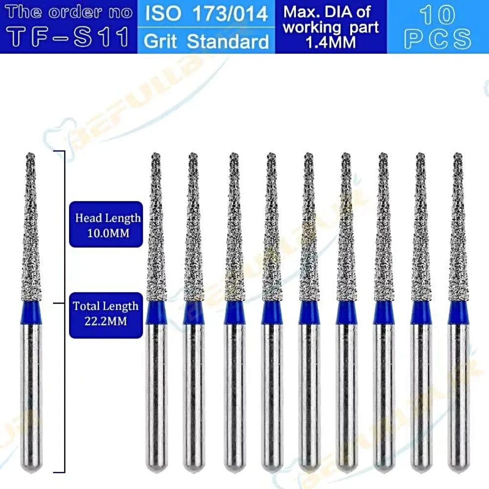 TF ( Taper Flat End ) Type 10PCS Dental Diamond Burs
